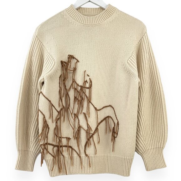 NWT SSONE Cream Beige Brown Oversized Balloon Sleeve Wool & Cashmere Sweater - Picture 4 of 10